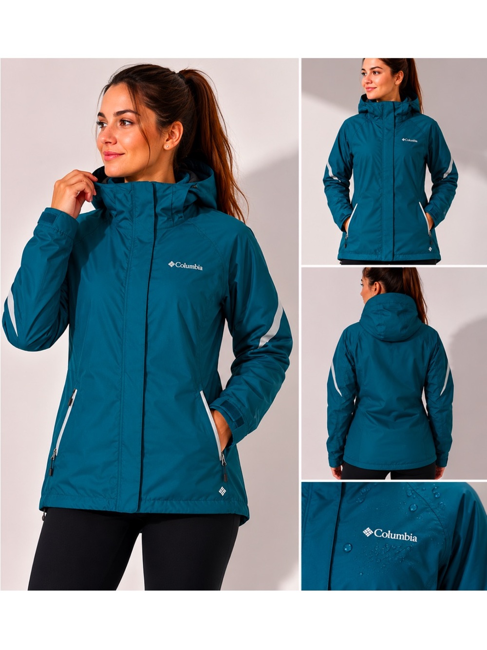 Columbia Women's Teal Waterproof Hooded Ski Jacket